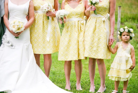 4 women and 1 little girl in wedding