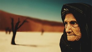 An old woman in black veil 