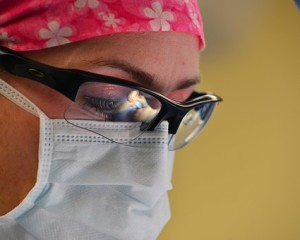 woman's face with mask