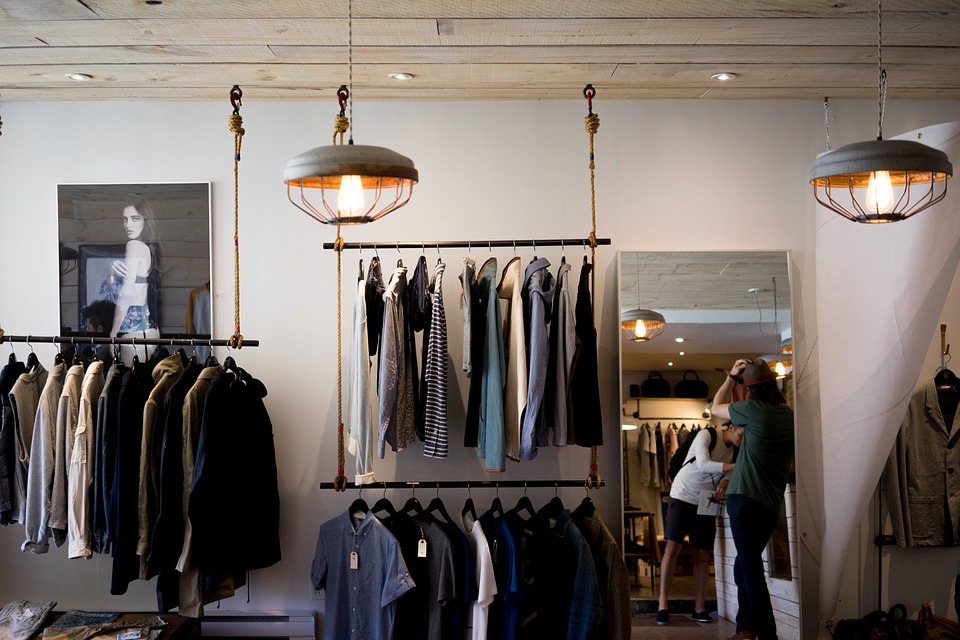 clothes displayed in a shop